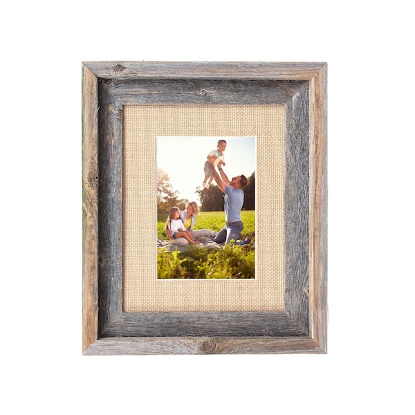 Barnwoodusa Rustic Signature Reclaimed 11x14 Wood Picture Frame (8x10 Burlap Mat) 672713212201 - main